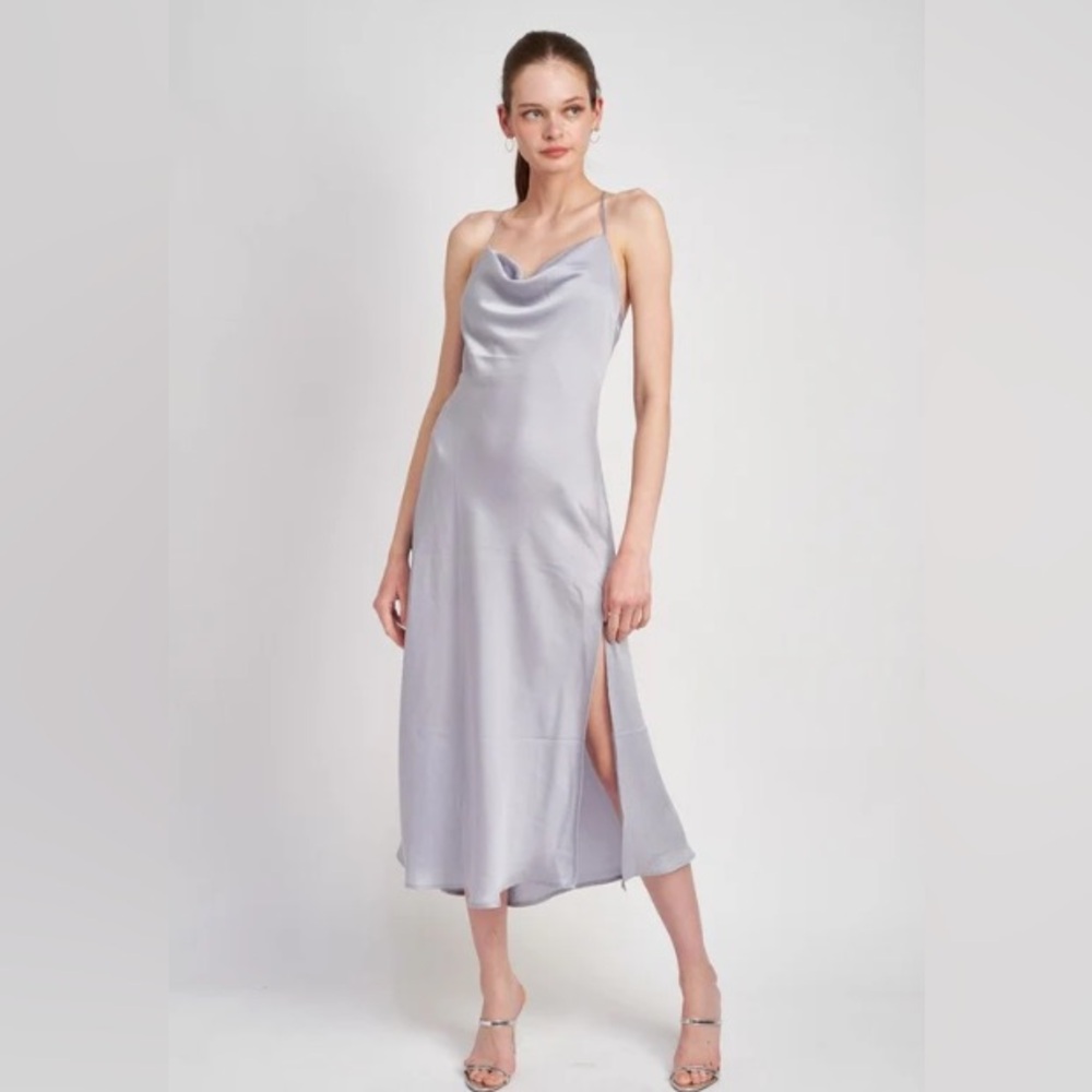 Emory Park Cowl Neck Slip Midi light blue